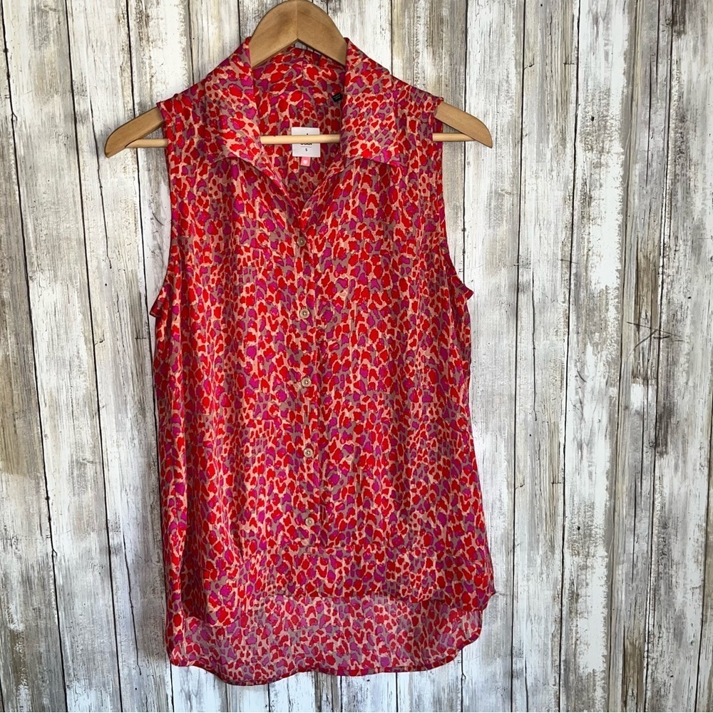 Cabi #3270 Heartbreaker Sleeveless Collared Abstract Animal Print Button Down - Picture 2 of 6
